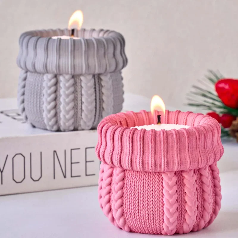 Candle Making Yarn - Knitted Yarn Candle Jar Silicone Mold