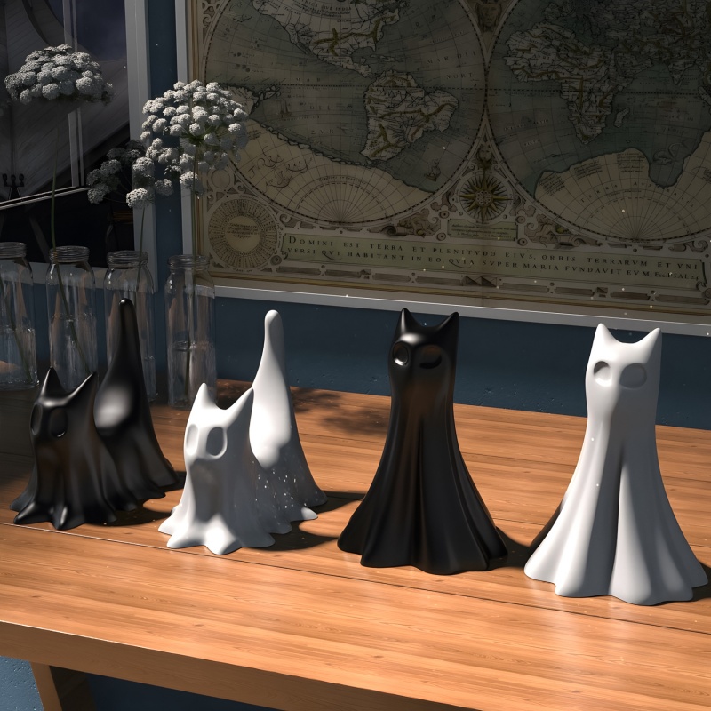 Ghost Cat Halloween Desktop Or - Candle Making Things review and price