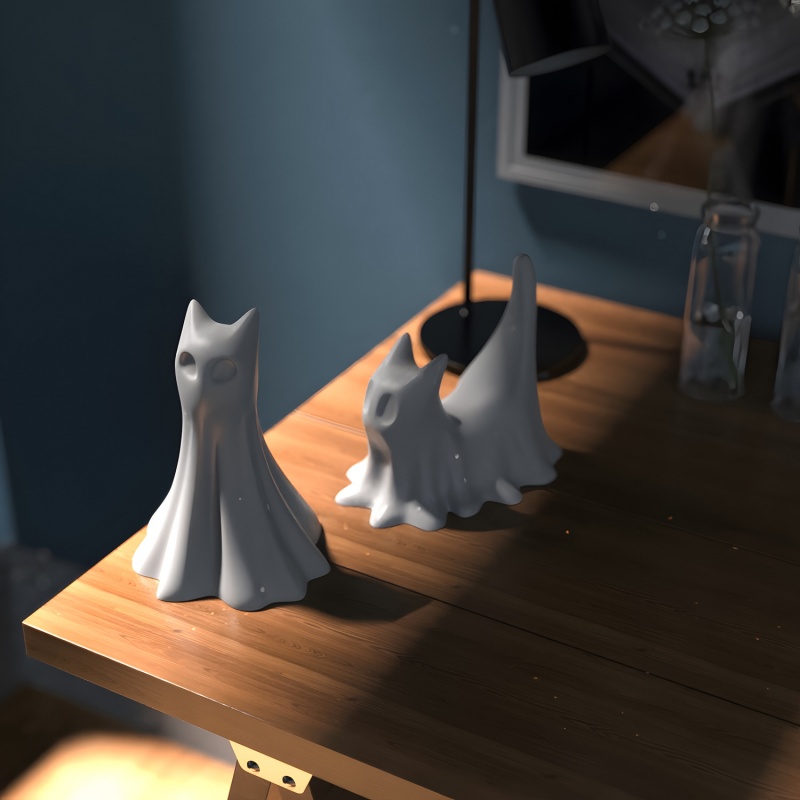 Ghost Cat Halloween Desktop Or - Candle Making Things review and price